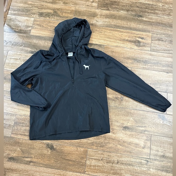 Pink by Victoria’s Secrets 3/4 Zip Windbreaker Black size XS/S - Picture 7 of 8